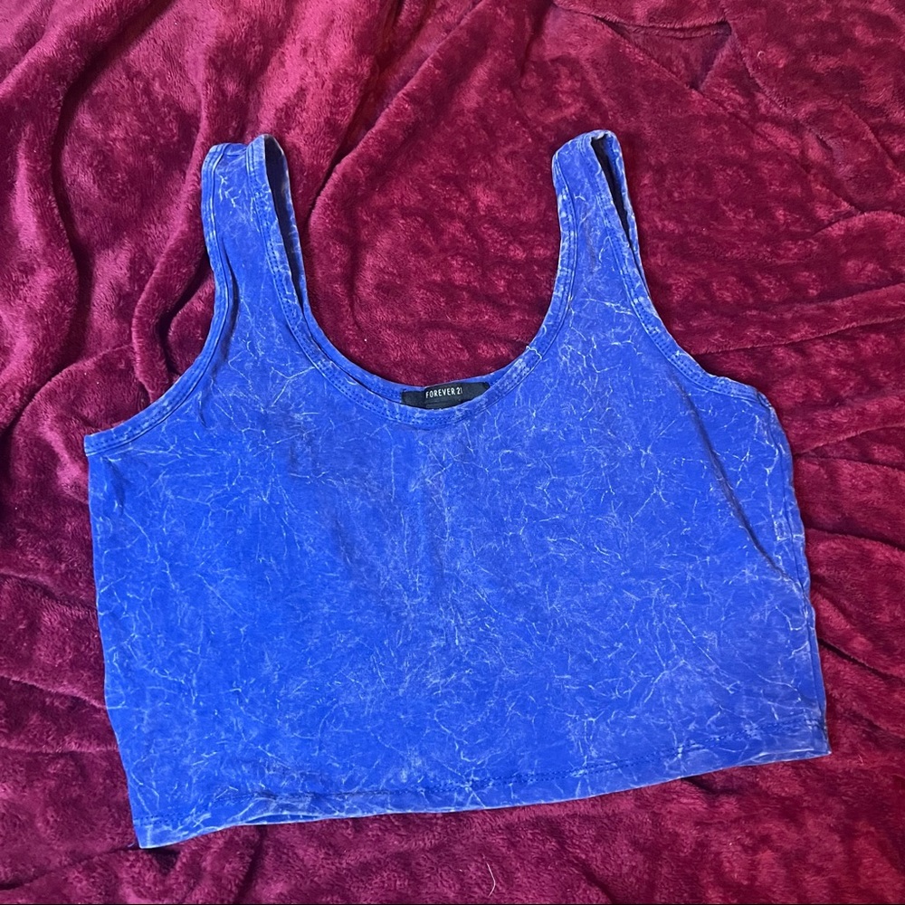 forever 21 blue marble cropped tank top